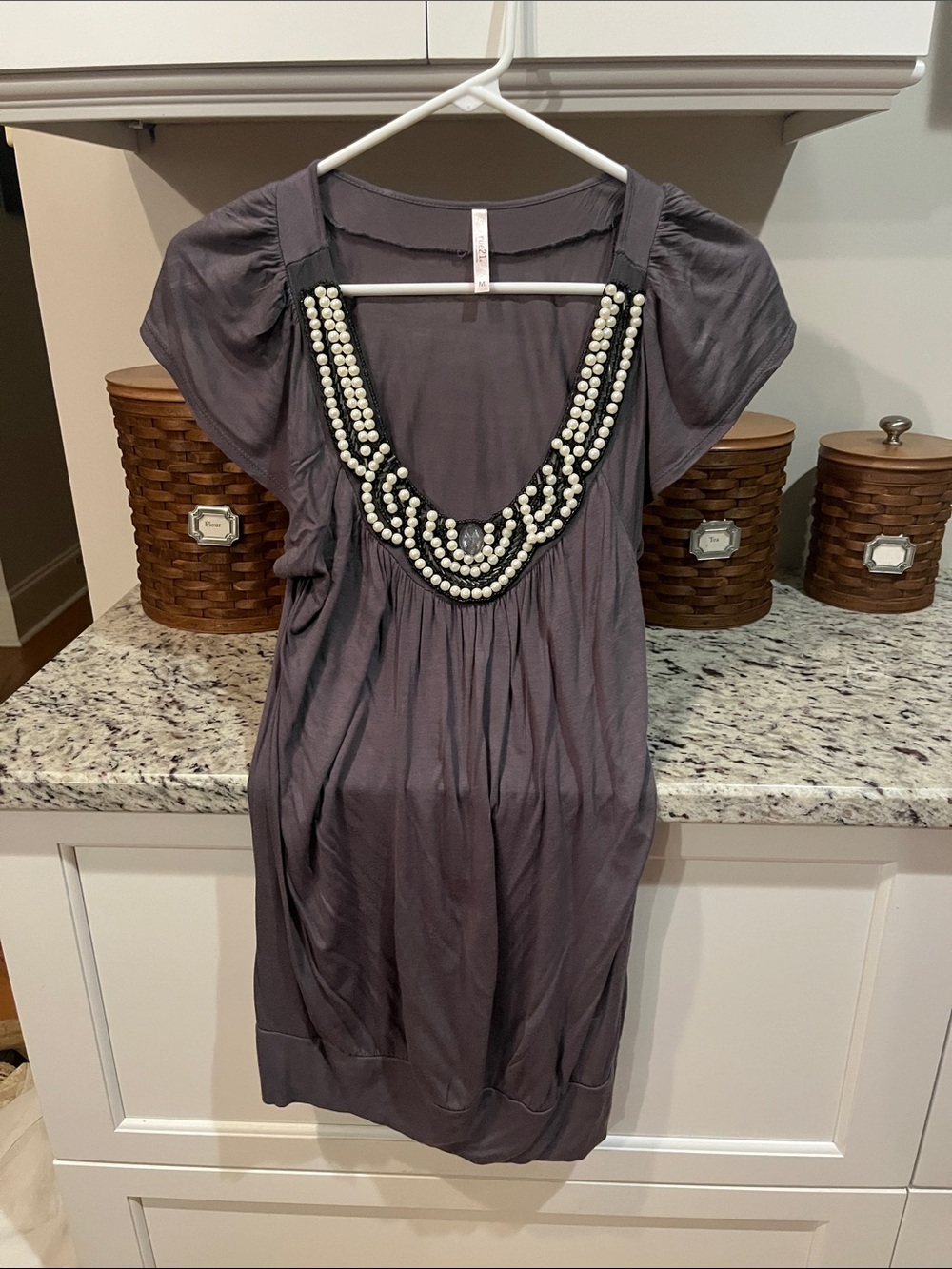 Rue21 Pearl-Trim Charcoal top